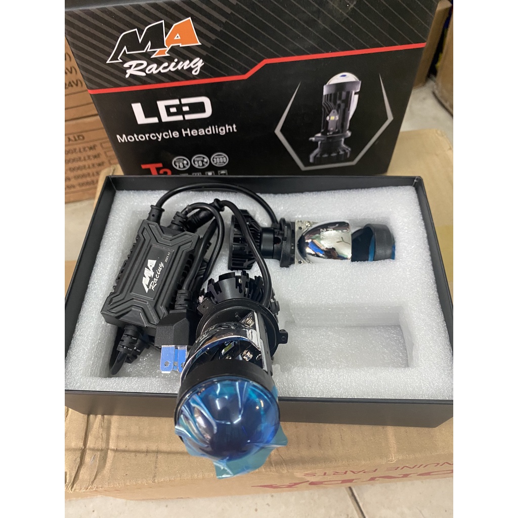 Led bi cầu mini T2  50W chân H4 mẫu mới Kính Tím