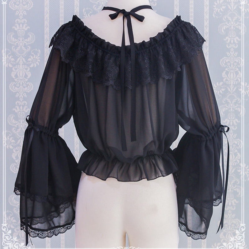 Áo Voan Trễ Vai Phong Cách Lolita Xinh Xắn Dành Cho Nữ