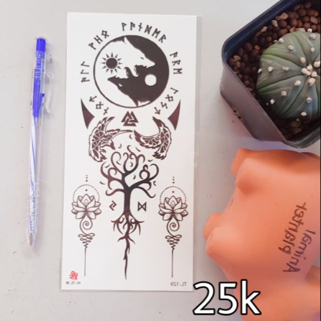 Hình xăm tatoo bát quái âm dương, mạn đà la size vừa tl129