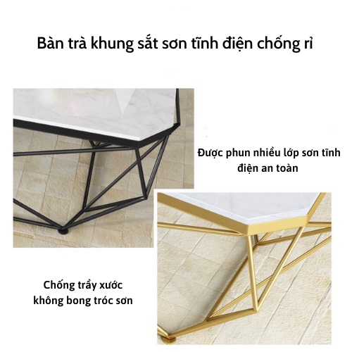 Bàn Trà Sofa H2 Furniture Mặt Đá Đơn Giản Sang Trọng Khung Sắt Sơn Tĩnh Điện Chắc Chắn Cho Phòng Khách