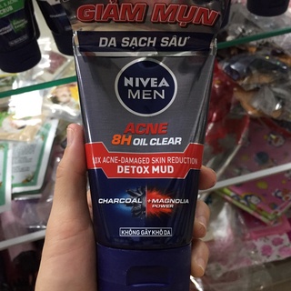 Sữa rửa mặt Nivea Men Bùn khoáng Kiểm soát nhờn Ngừa mụn 100g (MẪU MỚI 8H DETOX MUD 83940)