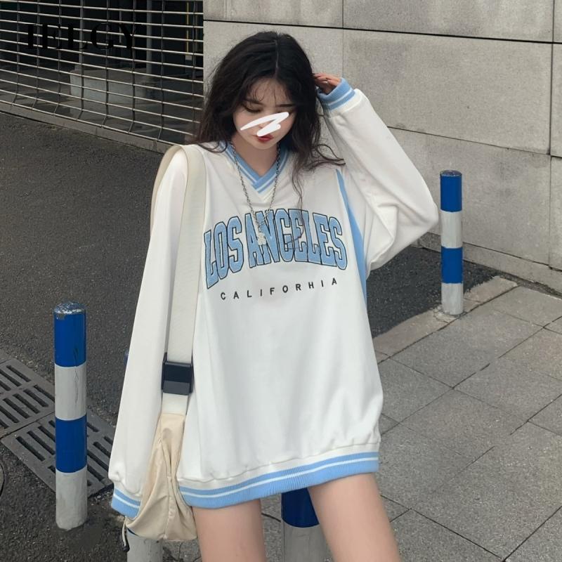 Áo sweater IELGY cổ chữ V in chữ thời trang dành cho nữ