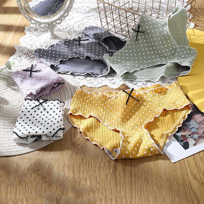 Quần Lót LEOSOXS Cotton Lưng Vừa Họa Tiết Chấm Bi Dễ Thương Phong Cách Nhật Bản Cho Nữ | BigBuy360 - bigbuy360.vn