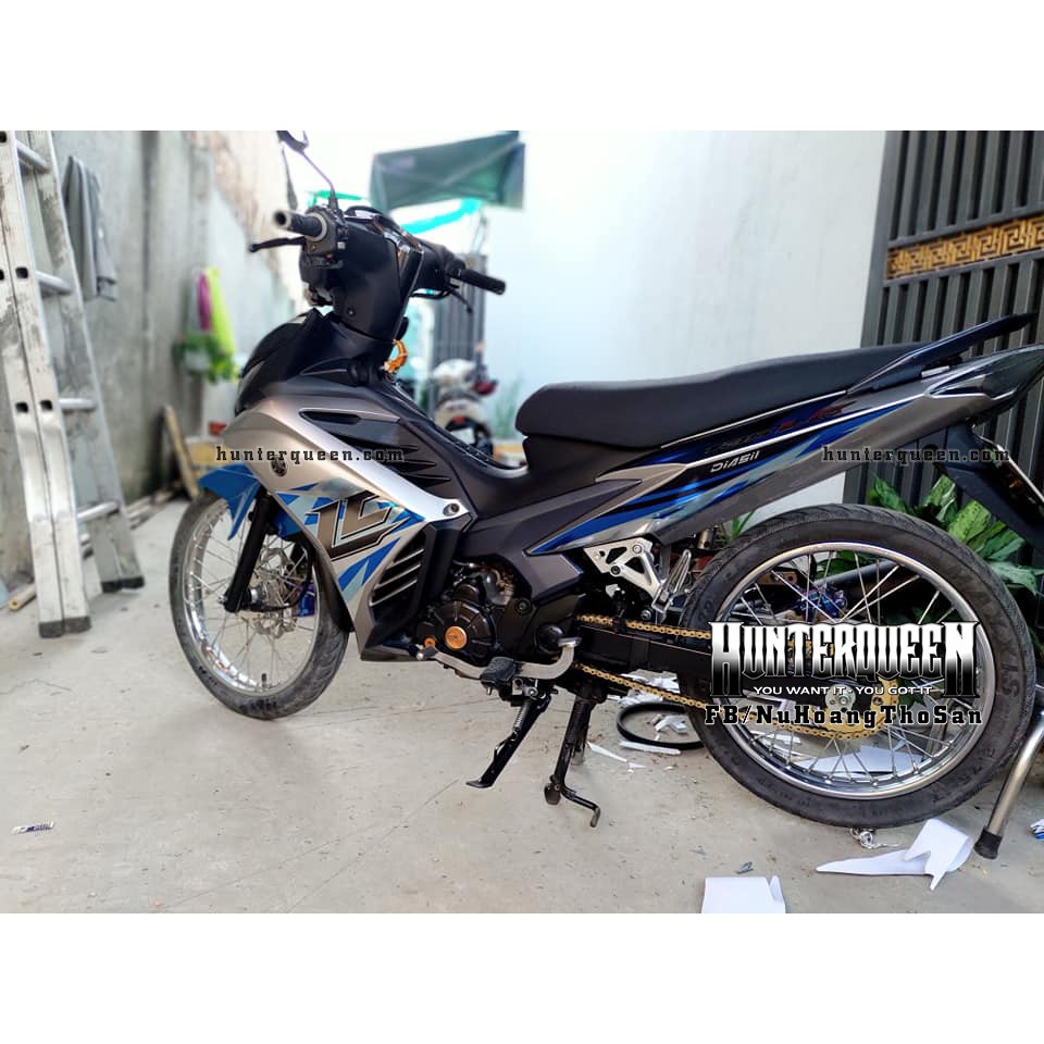 Tem rời Exciter 2011 - Chất liệu crom - LC 2017 xanh bạc - Tùy chỉnh theo yêu cầu