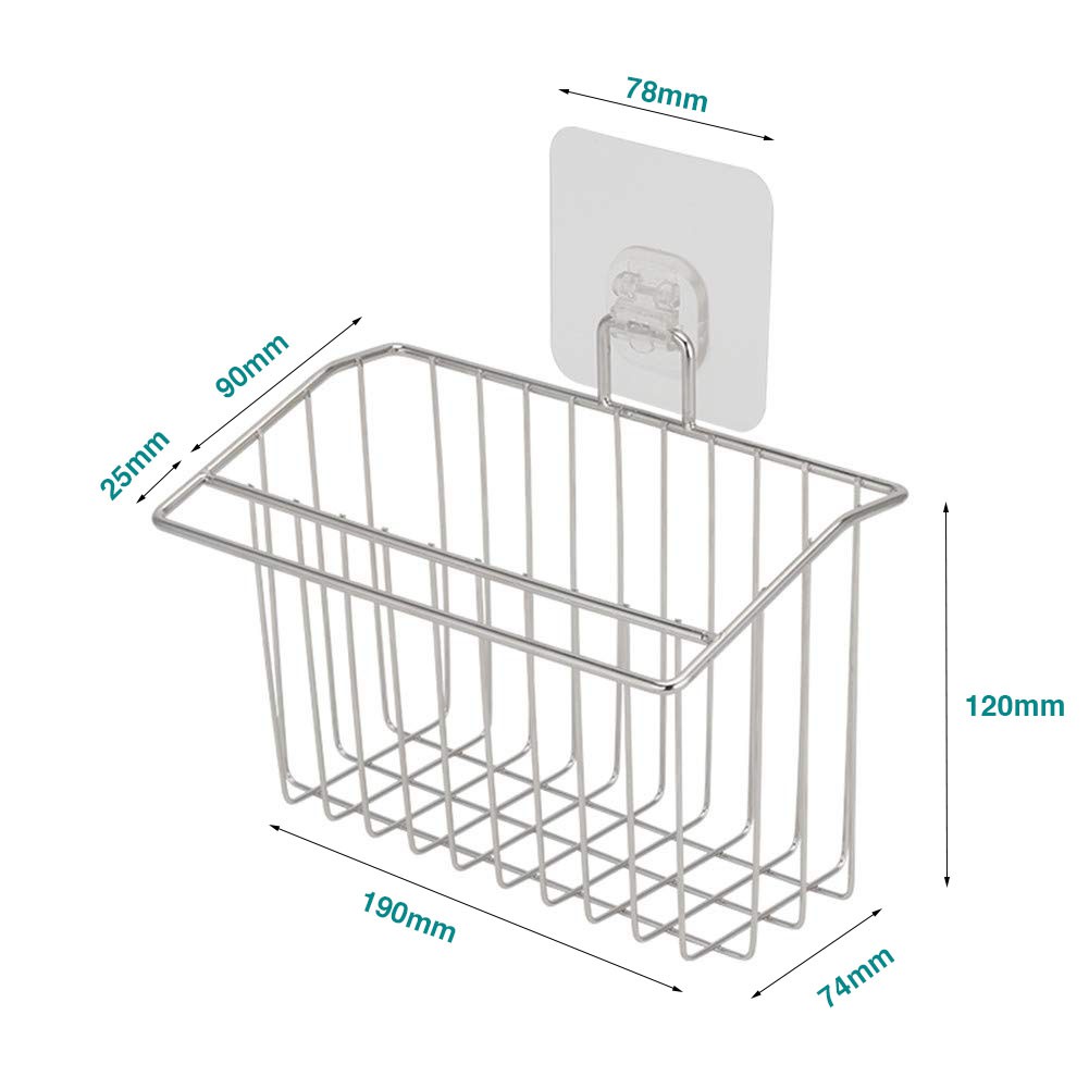 Kệ rổ đựng dụng cụ rửa chén chuẩn INOX SUS304 kèm miếng dán tường không rỉ sét - HOBBY MTB2