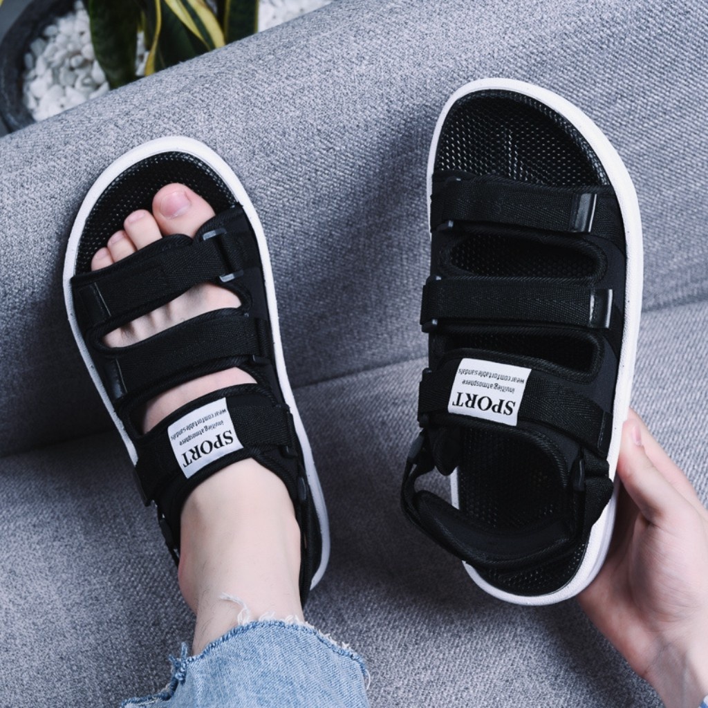 Dép sandal nam Ulzang Sport quai ngang thoáng khí êm,Giầy Sandal Nam Nữ-quai hậu nam nữ học sinh, quai sau tháo rời,