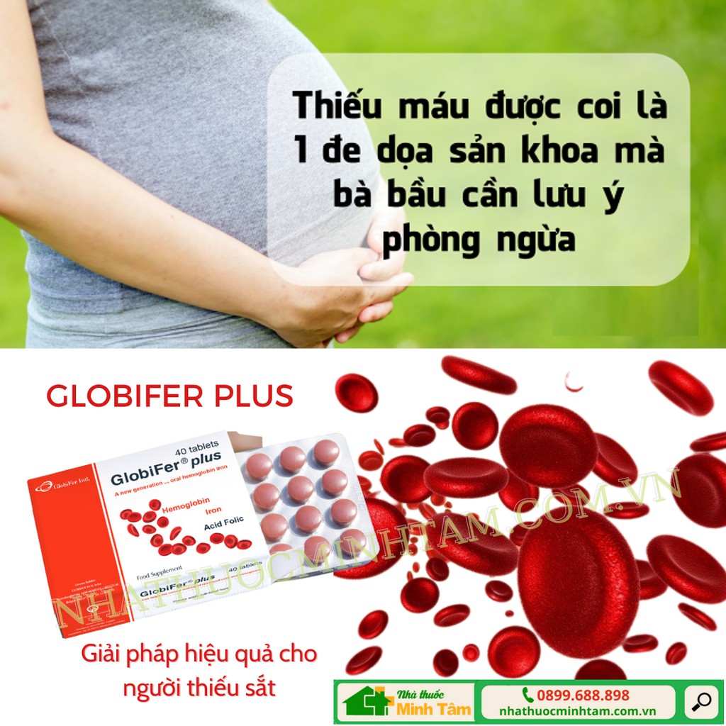 Bổ sung Sắt GLOBIFER PLUS [CHÍNH HÃNG] dành cho người thiếu máu, thiếu sắt, phụ nữ mang thai
