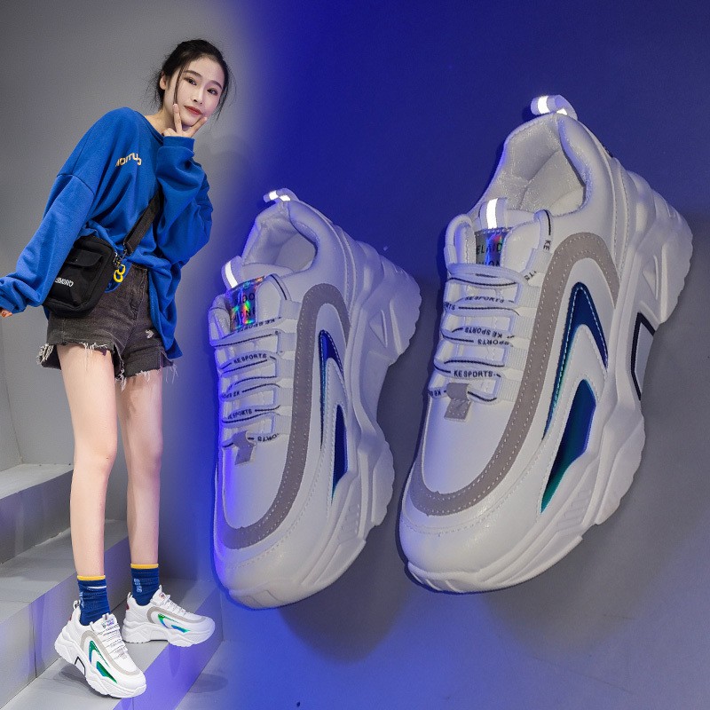 Giày thể thao nữ Phản quang, Clunky Sneaker, 💥Phong cách Hàn Quốc 2020 mẫu mới😍 3 màu có sẵn (D203) | BigBuy360 - bigbuy360.vn