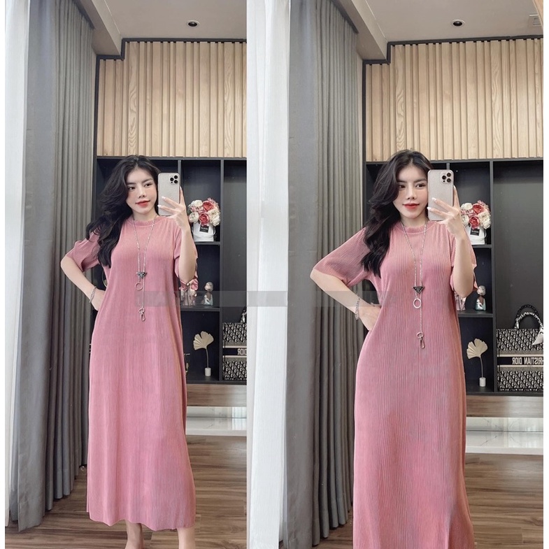 Váy maxi suông dập ly