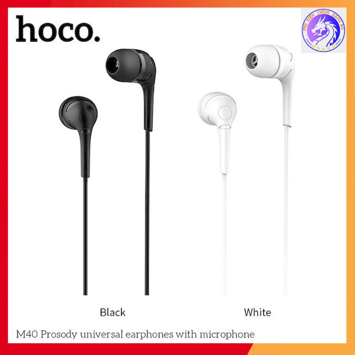 Tai Nghe Jack 3.5mm Hoco M40 Có Mic Dài 1m Có Nút Điều Khiển Kèm Nút Đeo Chống Đau Tai Hàng Chính Hãng