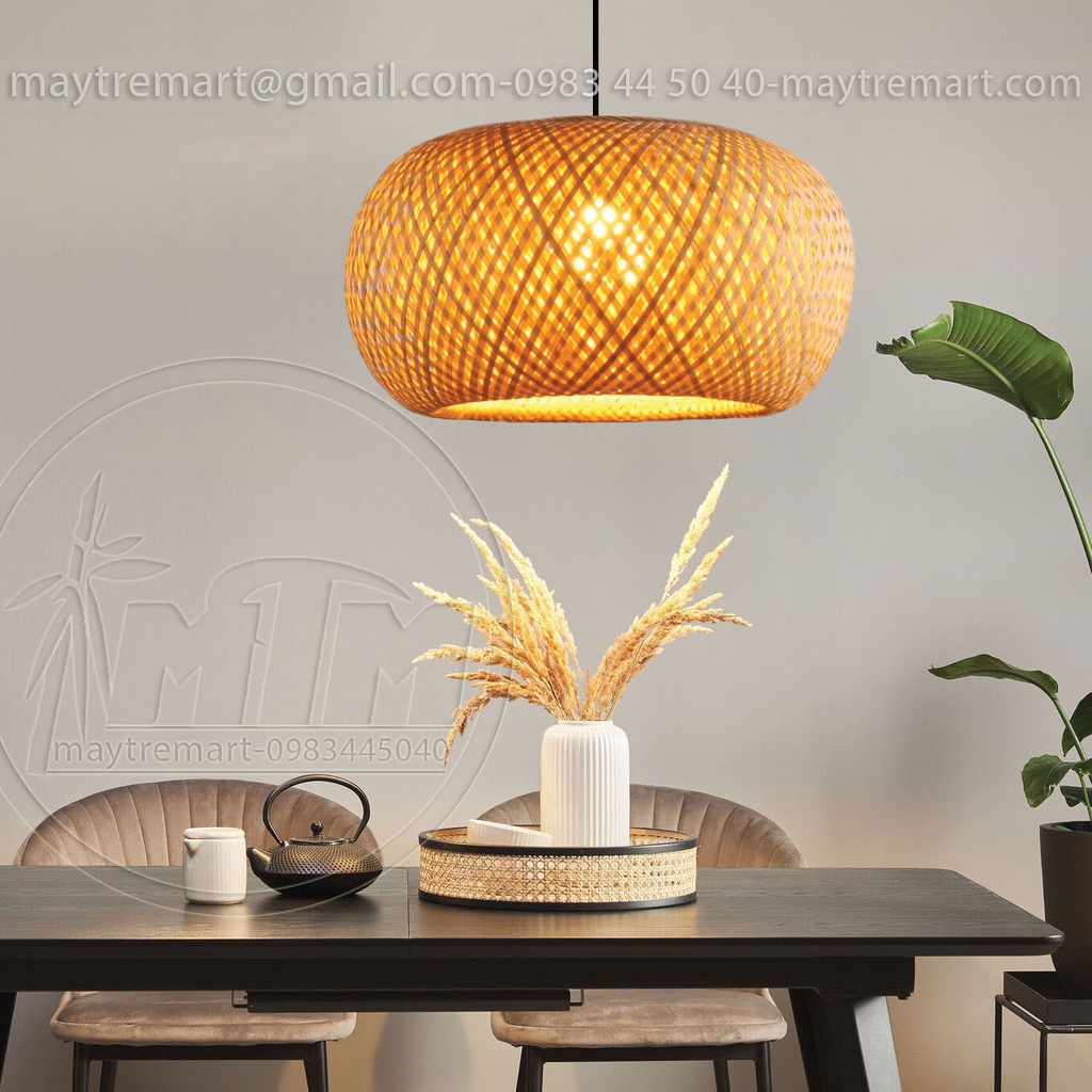 Đèn tre quả bí 2 lớp MTDT58 - Đèn mây tre, Đèn trang trí, Đèn treo thả