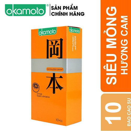 Bao cao su siêu mỏng Okamoto Orange Hương Cam nhiều gel bôi trơn, Nhật Bản - NinaGen - Cam kết che tên