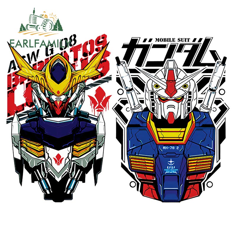 Earlfamily Đề Can 13cm Chống Thấm Nước Họa Tiết anime Dán Trang Trí Tủ Lạnh / Xe Hơi gundam rx