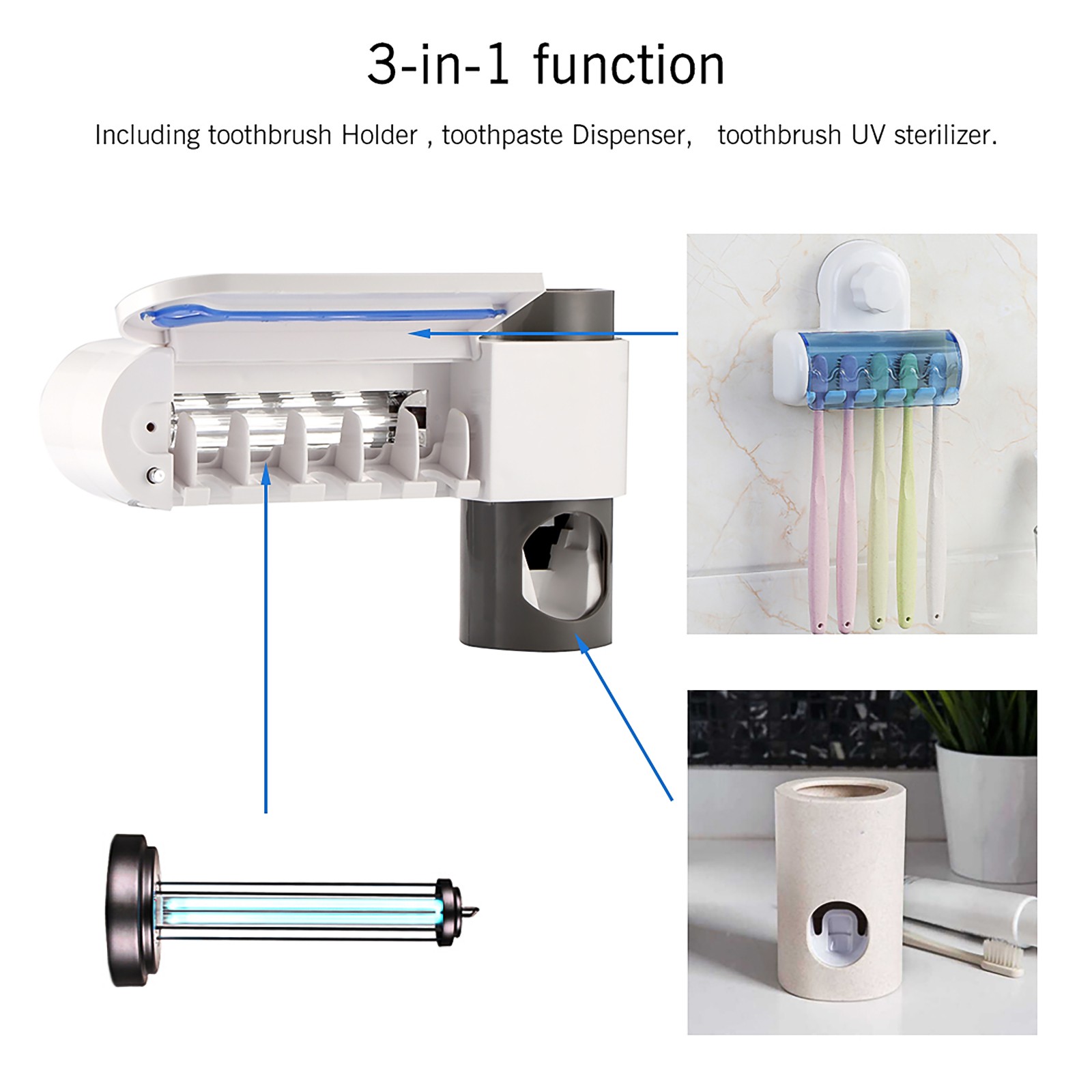 (Hàng Mới Về) Giá Đỡ Bàn Chải Đánh Răng Khử Trùng Tự Động Chống Vi Khuẩn Có Cổng Usb