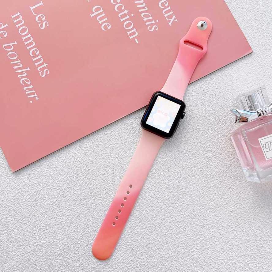 Dây đeo mềm màu gradient thích hợp cho đồng hồ thông minh Apple Watch 41mm 45mm 40mm 44mm 38mm 42mm