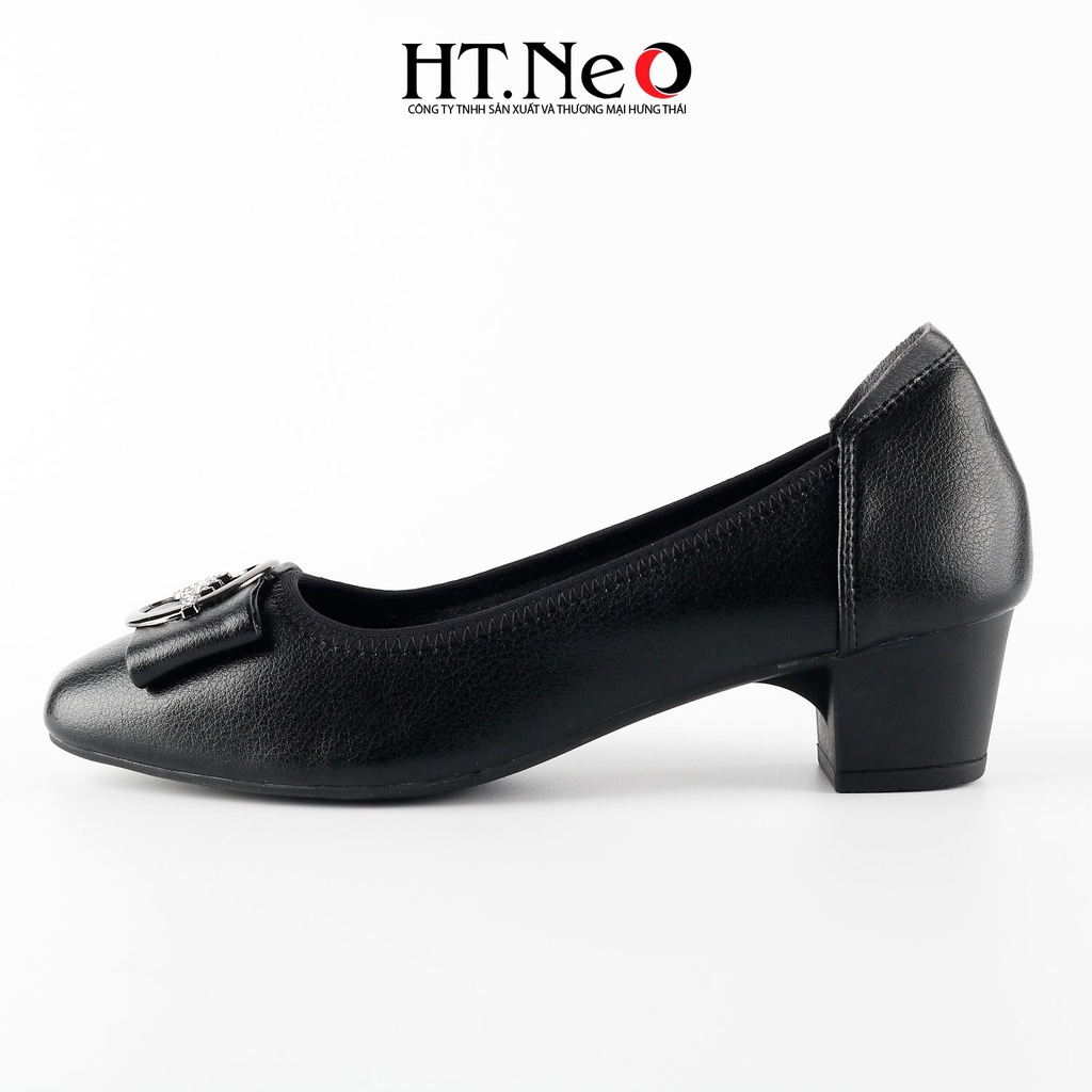 Giày cao gót HT.NEO  gót trụ cao 4cm, quai da đính khuy cực xinh CS227