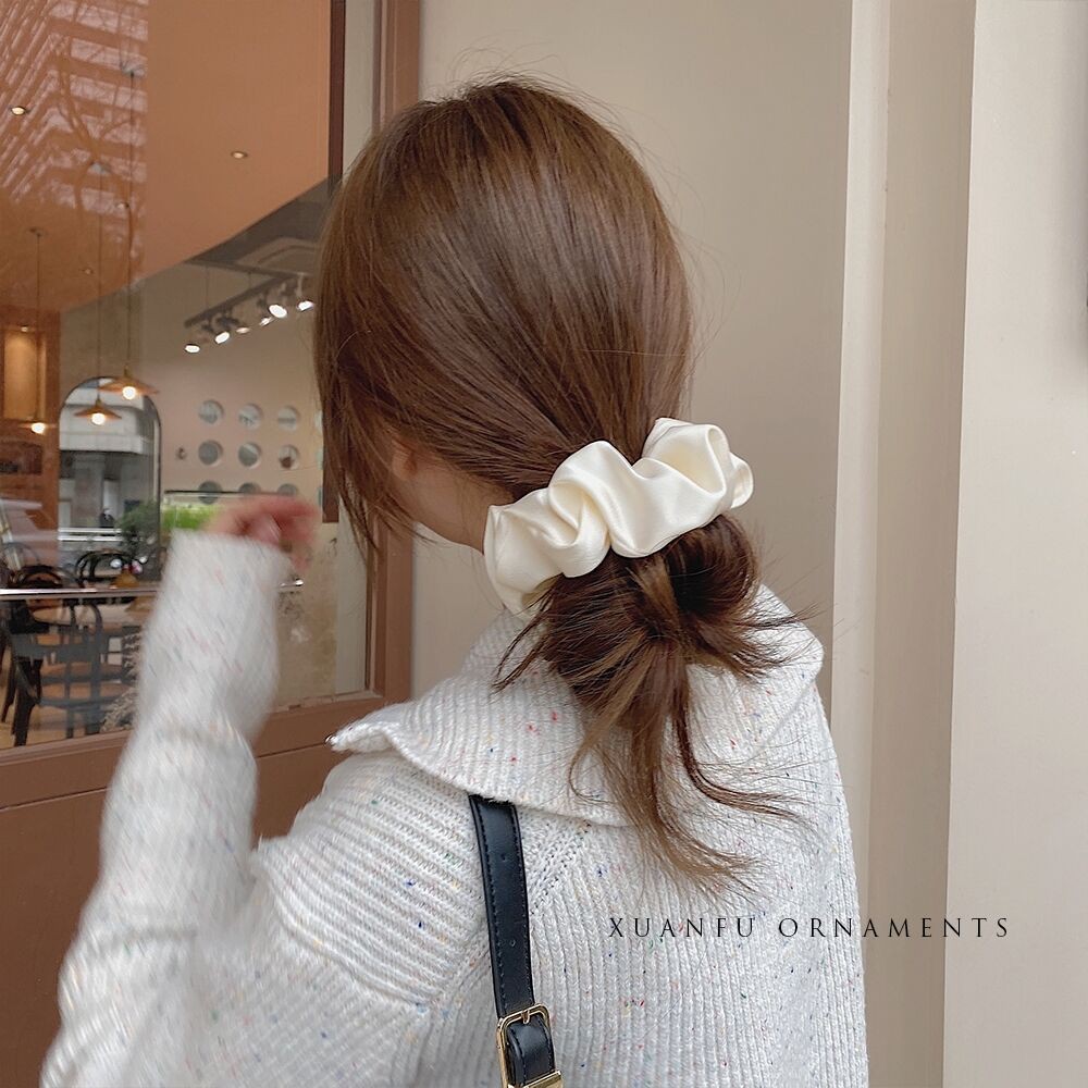 Chun buộc tóc vải lụa mềm có độ co giãn tốt thiết kế xinh xắn cho nữ Hair Scrunchies