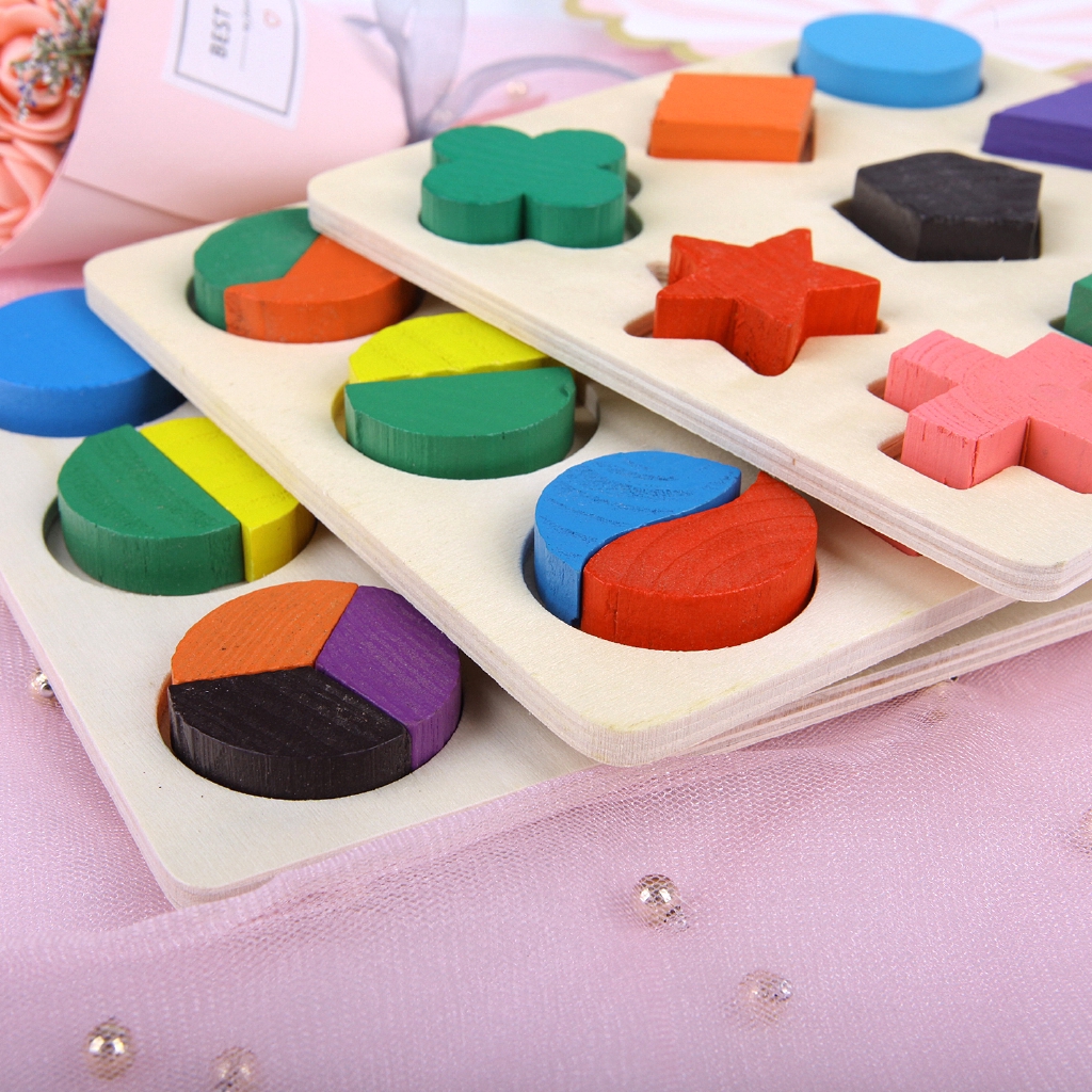 Bộ Đồ Chơi Xếp Hình Học Bằng Gỗ Cho Bé