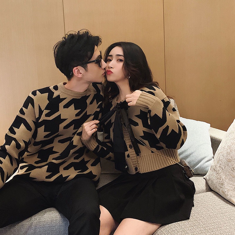 Áo Khoác Len Cardigan Cổ Tròn Dáng Rộng Siêu Hot Cho Cặp Đôi/Cặp Đôi