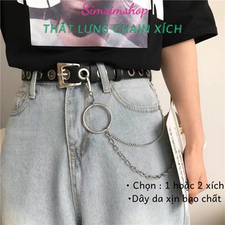 Thắt lưng XÍCH tặng kèm CHAIN Da đẹp Nam Nữ Loại 1 - Dây nịt Xích nhiều lỗ kèm CHain SIMSIMVINTAGE