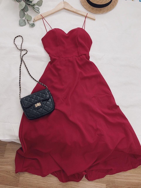 ĐẦM MAXI ĐỎ 2S CHÉO LƯNG KT