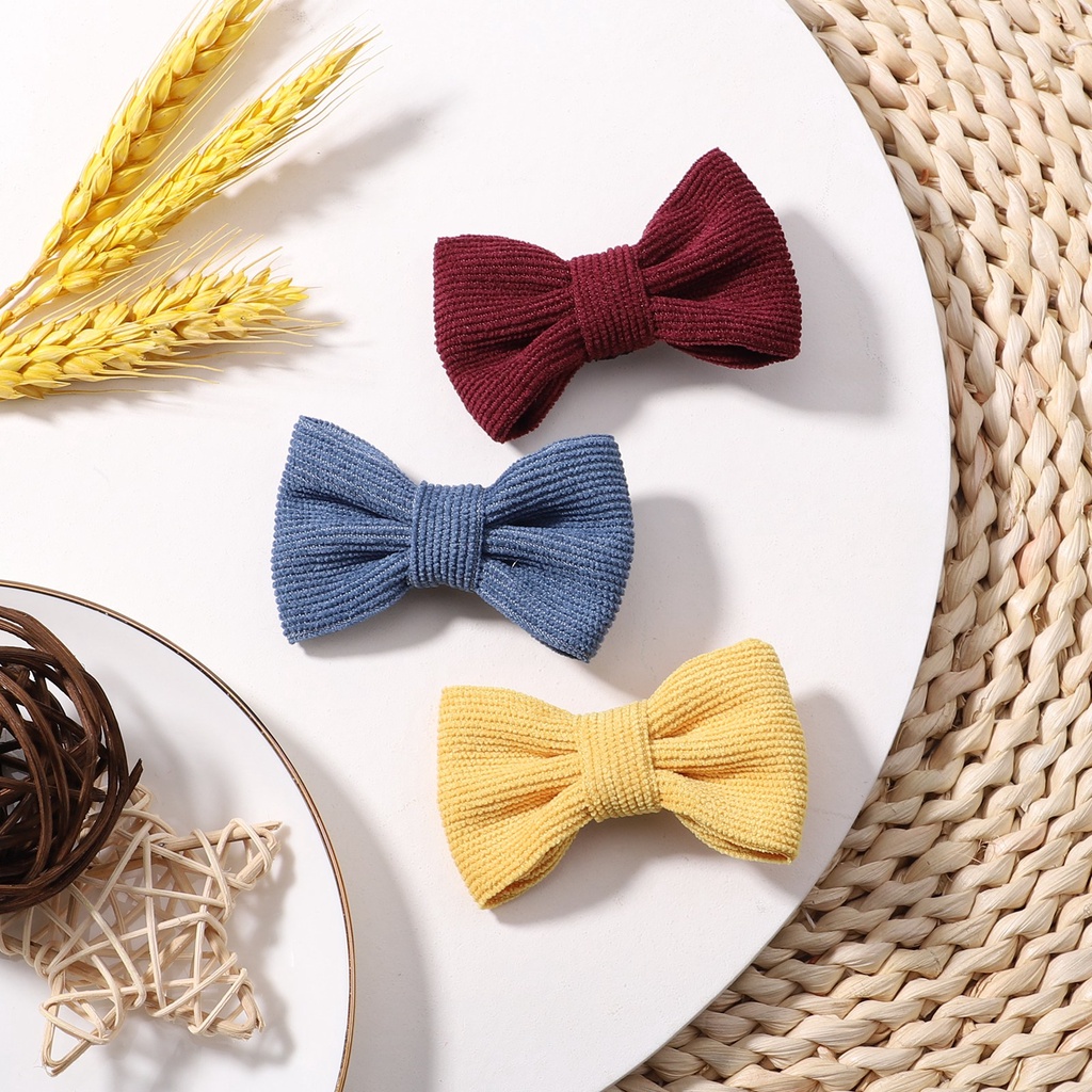 Set 2 kẹp tóc KIDSBOWS đính nơ màu trơn 2.7 inch thời trang cho bé gái
