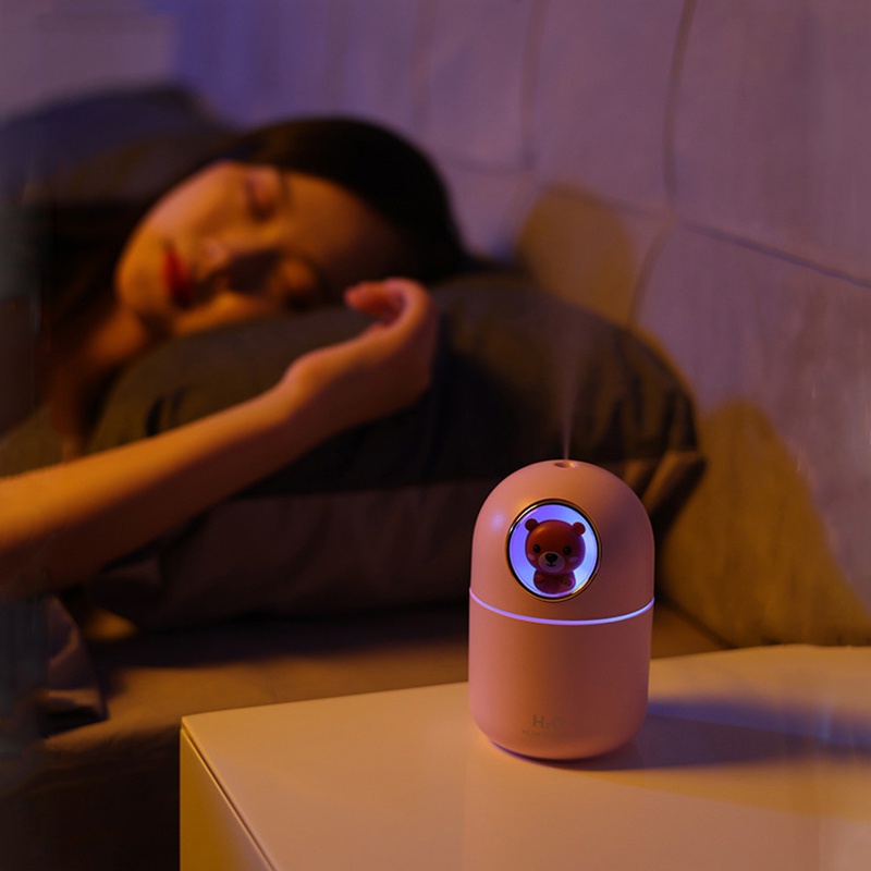 Máy phun sương tạo độ ẩm không khí FNELSE làm mát có đèn 7 màu dễ thương cổng cắm USB