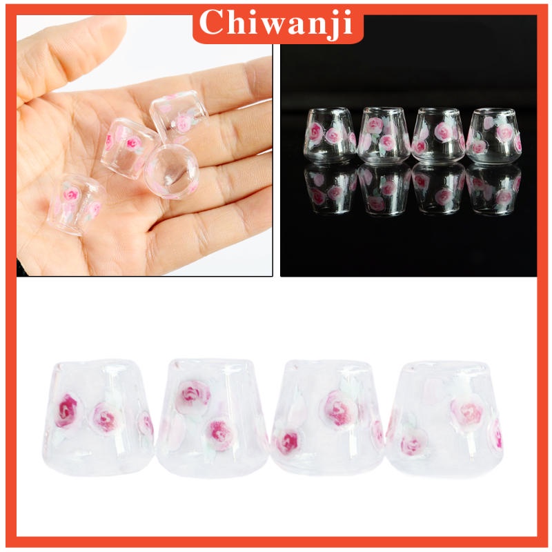 Set 4 Cốc Nước Mini Cho Nhà Búp Bê 1 / 6 1 / 8 1 / 12 3-6 Tuổi