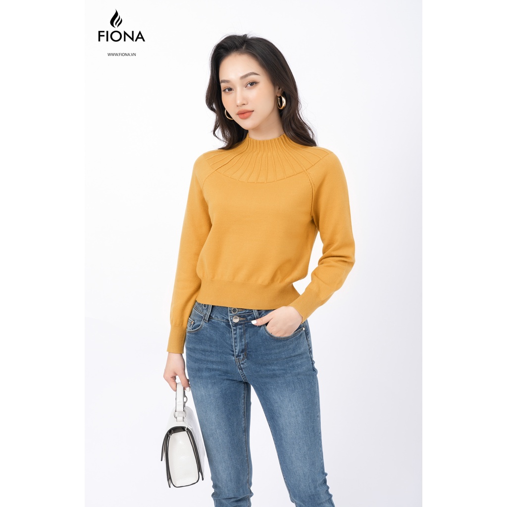 Áo len thu đông dài tay nữ Áo croptop len tăm xuất xịn cổ tròn hàn quốc Fiona F851225
