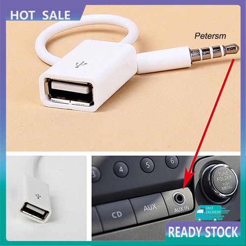 Cáp Chuyển Đổi Âm Thanh Mp3 Đầu Cắm 3.5mm Sang Cổng Usb 2.0 Cho Xe Hơi