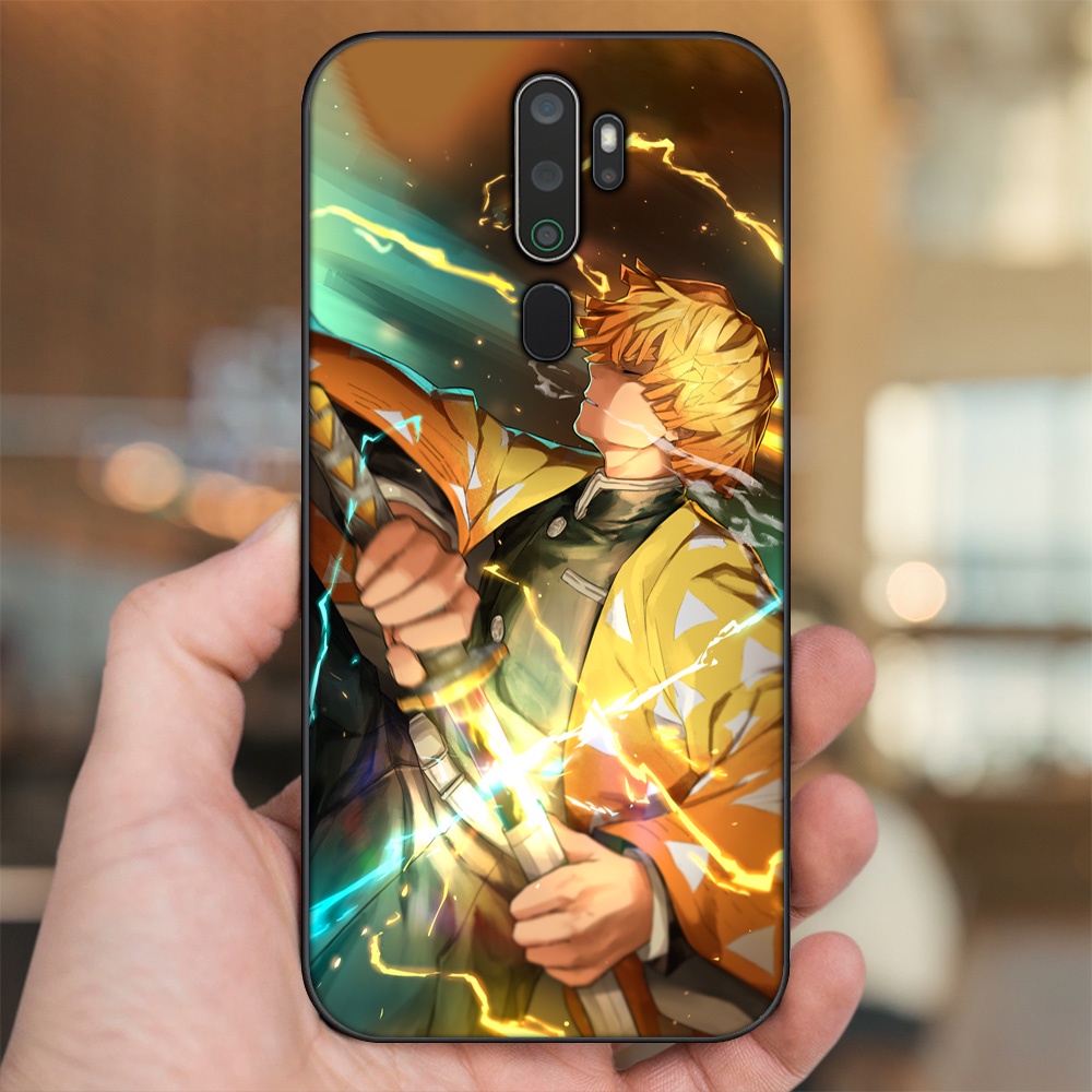 Ốp lưng Oppo A5 2020, A9 2020 viền đen in hình Zenitsu Kimetsu no Yaiba