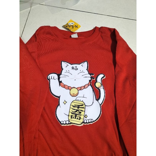 Áo nỉ Bông gia đình in Mèo thần tài đáng Yêu , đủ size cho cả gia đình