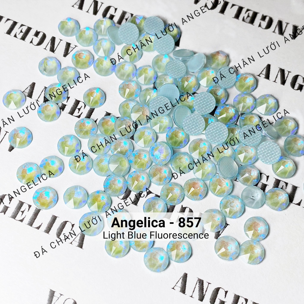 Đá Nail Chân Lưới 16 Khía Xanh Dương Nhạt Nước Gạo Padparadscha Ab Đính Trang Trí Móng ANGELICA 857