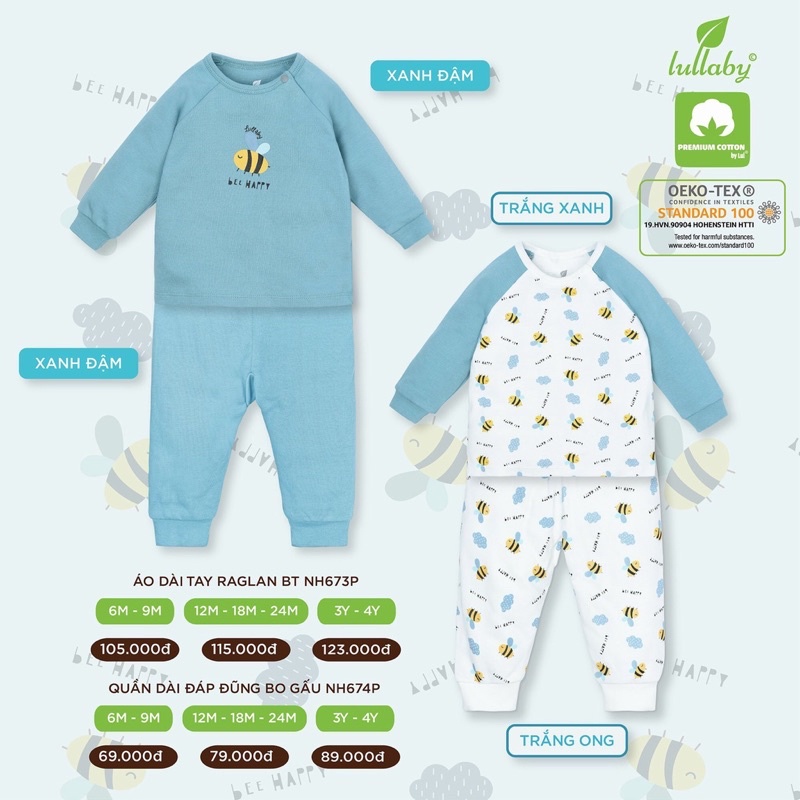 LULLABY- Bộ bé trai dài tay thu đông cao cấp chất Cotton mịn