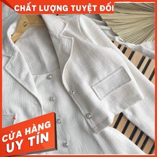 FREESHIP❣️SET ĐẦM DẠ HAI DÂY + KHOÁC DẠ CROPTOP