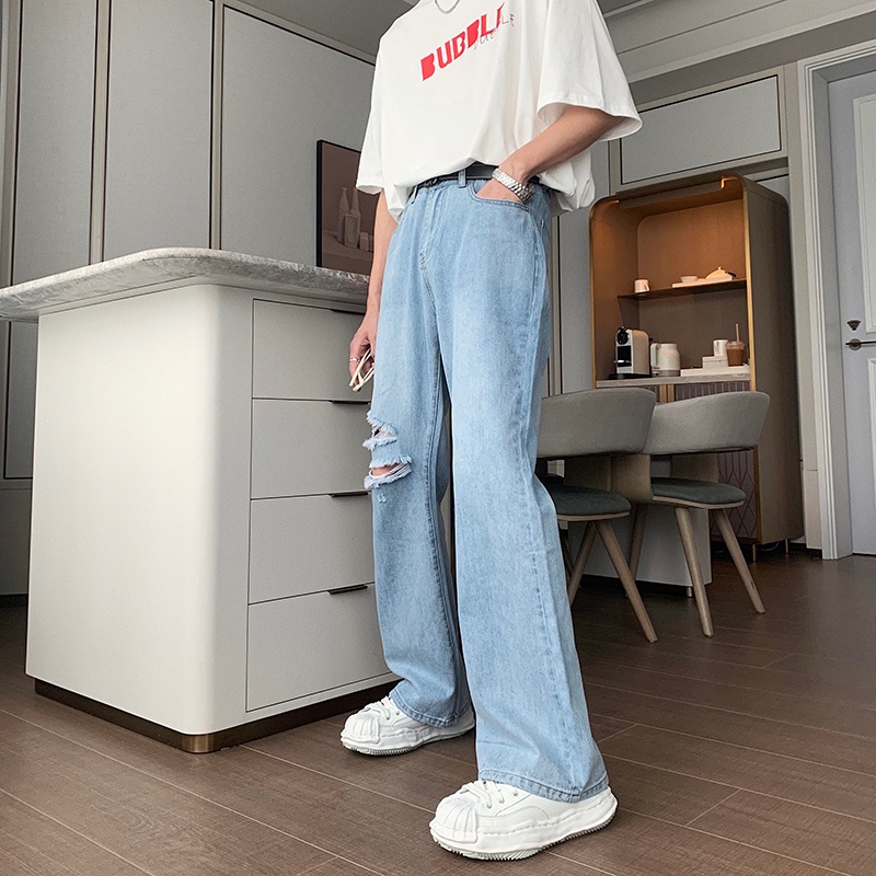 Quần jean nam baggy ống loe G5 thời trang hàn quốc - jean dày co giãn mạnh