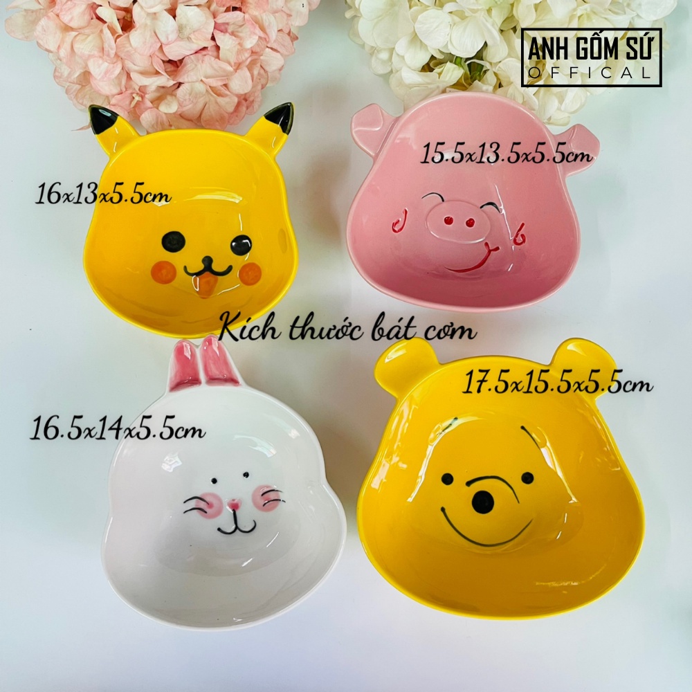 Bộ Bát Sứ Ăn Dặm Cho Bé Kèm Khay, Tặng Kèm Thìa Dụng Cụ Ăn Dặm Màu Sắc Siêu Dễ Thương