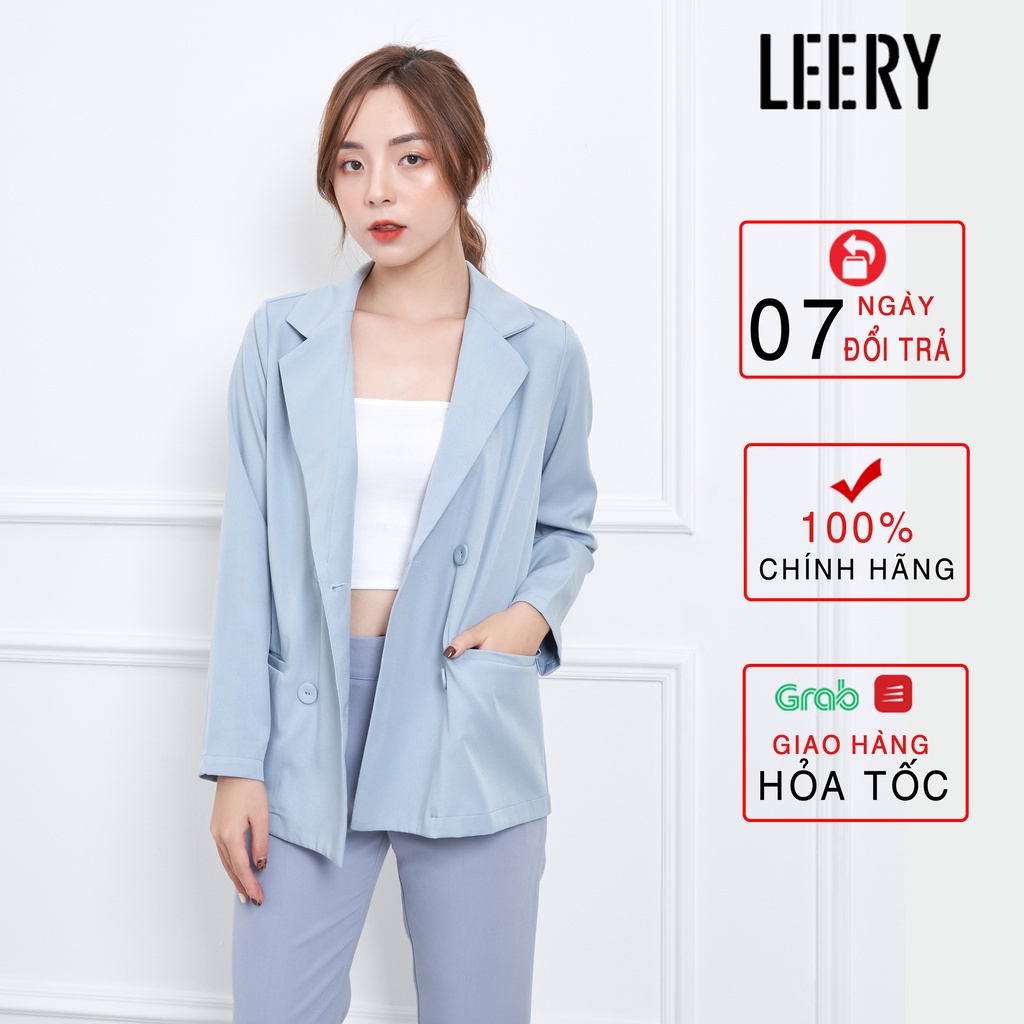 ►Áo vest nữ ,blazer 1 lớp, khoác ngoài màu xanh hàng thiết kế cao cấp LEERY VEST-02