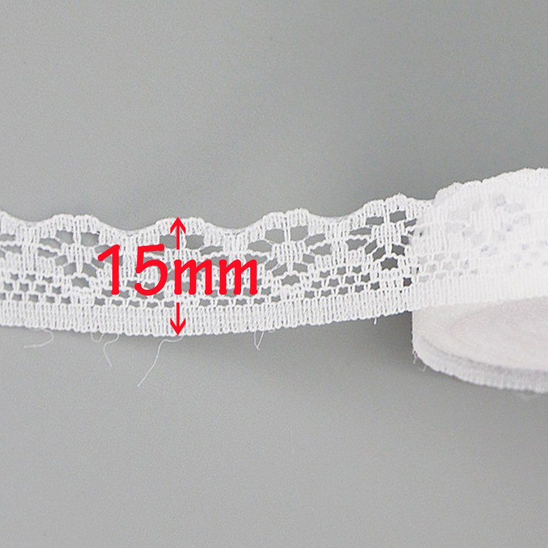 Cuộn Dây Ren Trắng 15mm Dài 20 Yard Dùng Trang Trí Đa Năng