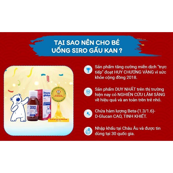 Tăng đề kháng cho bé Siro Imunoglukan P4H Giúp tăng cường hệ miễn dịch nâng cao sức đề kháng Chai 120ml
