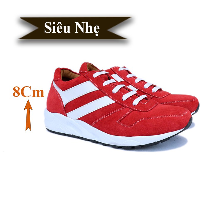 GIÀY TĂNG CHIỀU CAO NAM SIÊU NHẸ- SIÊU ÊM T&TRA CAO 8CM- T20 ĐỎ - DA BÒ THẬT 100%