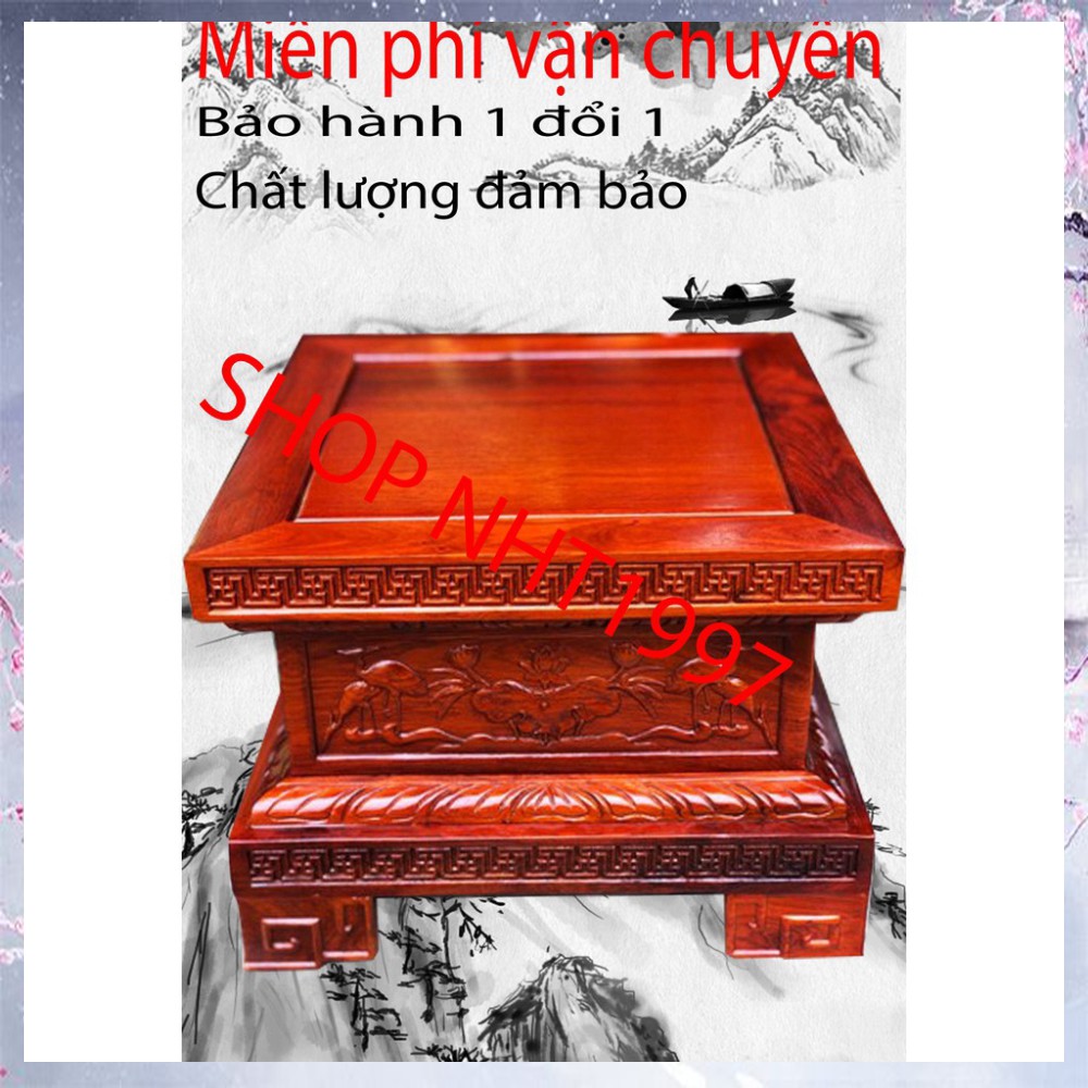 Kỷ vuông - đế gỗ hương - kỷ chiện - chân loa gỗ