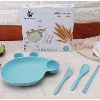 KHAY LÚA MẠCH HÌNH CON HEO KÈM THÌA, DĨA, ĐŨA