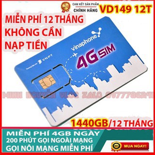 Sim vina 4g 1 năm 12vd149 12 tháng 4gb ngày lên mạng nghe gọi miễn phí