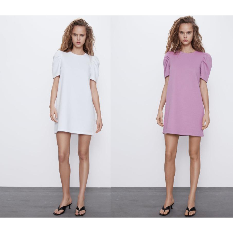 Auth 100% - Váy Z.A.R.A lót nhung lông tay bồng – Zara Plush dress with Puff Sleeves
