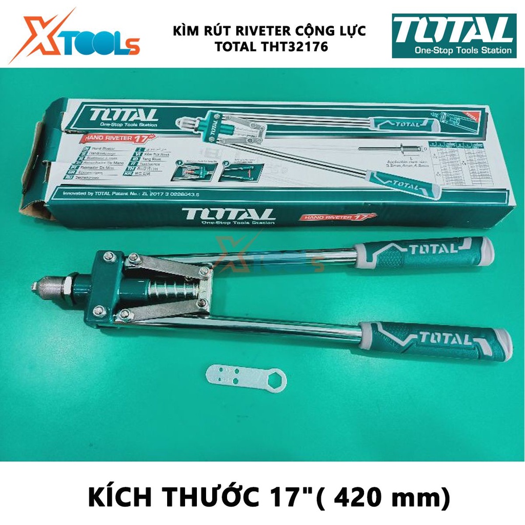 Kìm rút riveter cộng lực TOTAL THT32176 | kích thước áp dụng 3.2mm, 4mm, 4.8mm [CHÍNH HÃNG] [XTOOLs]