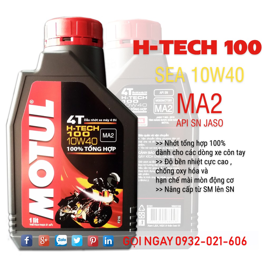Motul H-Tech 100 - Nhớt dành cho các loại xe côn tay , xe số chính hiệu