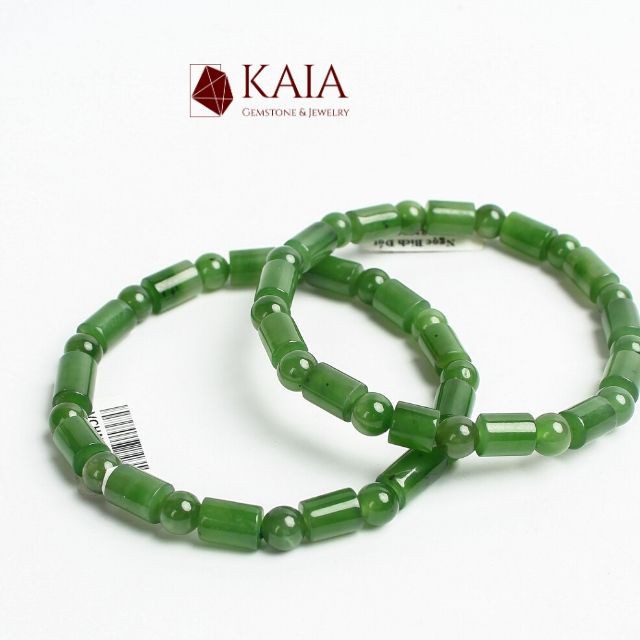 Vòng tay phong thủy chuỗi Ngọc Bích Đốt trúc đá tự nhiên - KAIA
