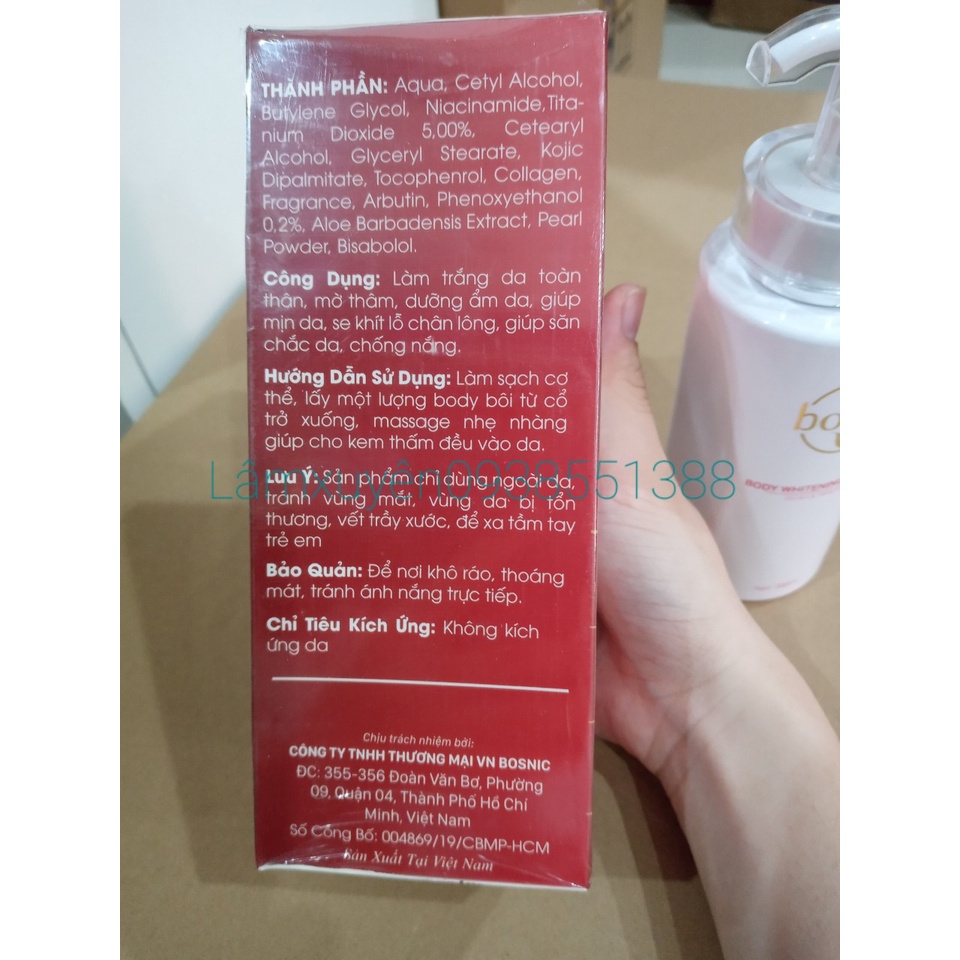 Kem body ( whitening cream ) BOSNIC 200gr LỌ giữ ẩm và trắng dagiúp làm trắng da,không bắt nắng ,không kích ứng
