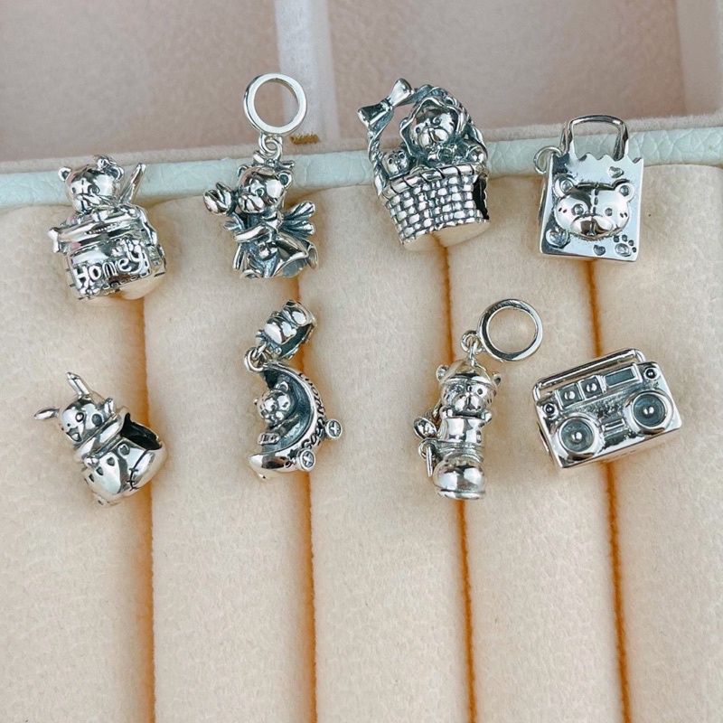 Charm treo gấu noel bạc s925 cao cấp - có bảo hành